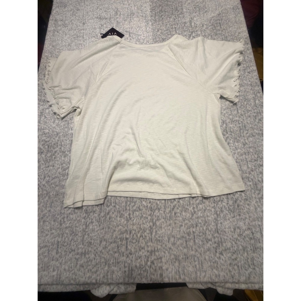AVA & VIV Womens Plus Size White T Shirt Ruffle Sleeve Casual Top 2X NWT. - Picture 5 of 5